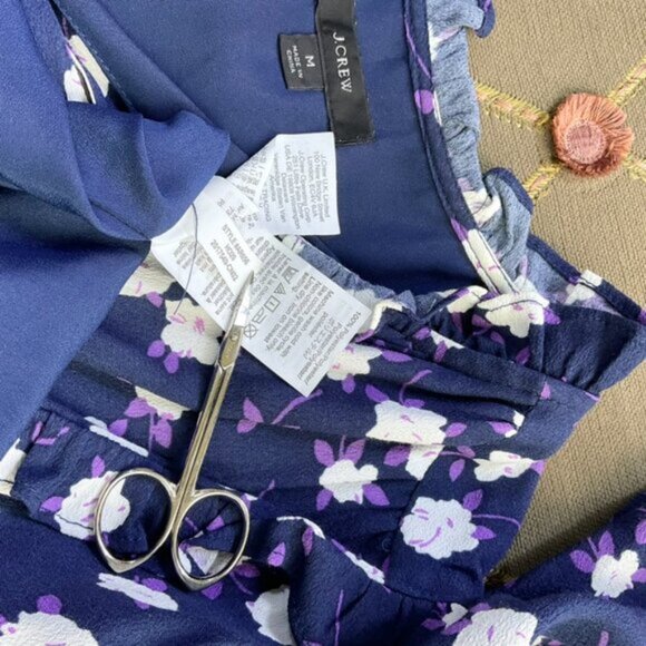J. Crew Dress Floral Tie Front Blue Purple 2020 (M) - Picture 9 of 11